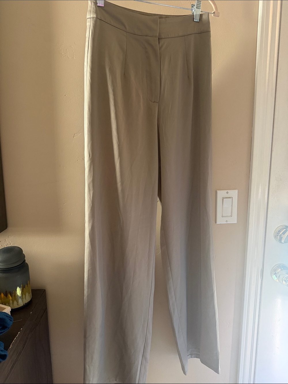 High-Rise Wide-Leg Trousers in Taupe